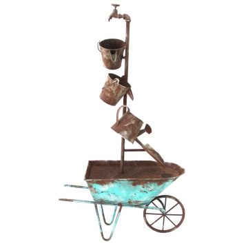 Metal Wheel Barrow Fountain