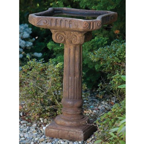 One Piece Distressed Fluted Bird Bath – Ceder Water Stone (#89)