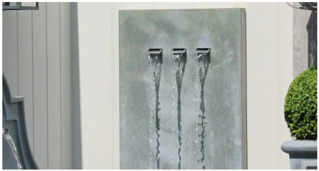 Wall mounted concrete effect 3 spout water feature